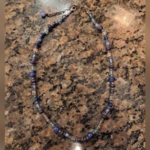Blue glass bead necklace